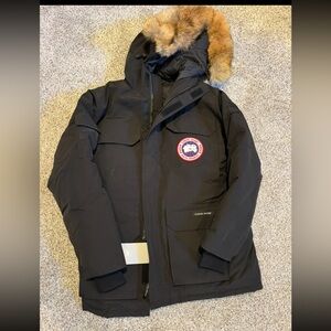 Canada Goose Men's Black Puffer Jacket with Fur Trim